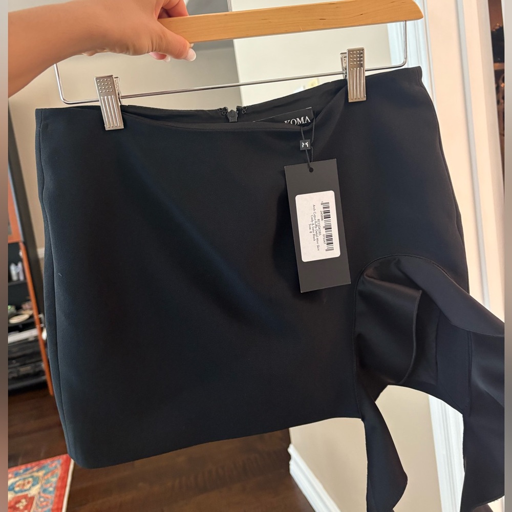 NEW David Koma Black Ruffle Mini Skirt